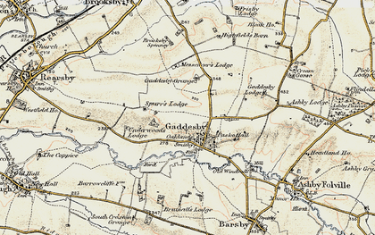 Old map of Gaddesby in 1902-1903