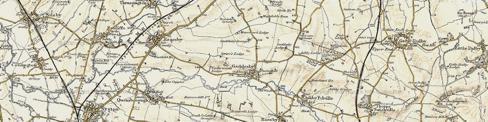 Old map of Gaddesby in 1902-1903