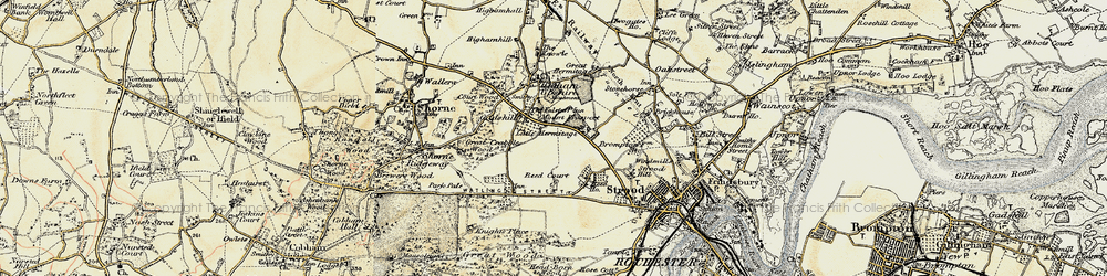 Old map of Gadshill in 1897-1898