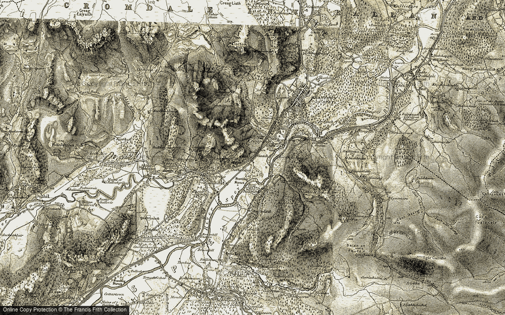 Old Map of Historic Map covering Wester Craggan in 1908-1911