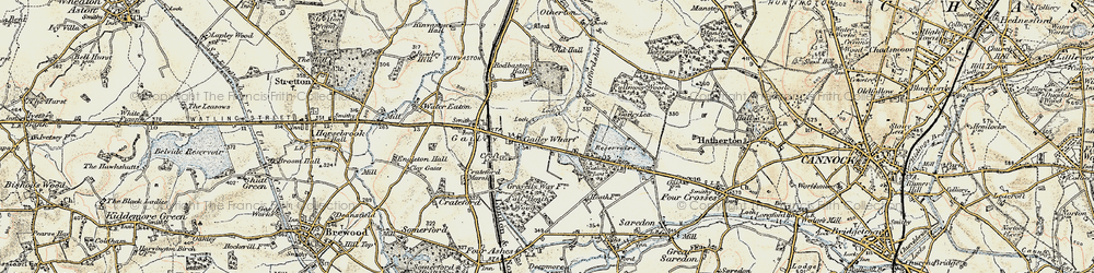 Old map of Staffordshire & Worcestershire Canal in 1902