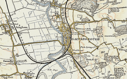 Old map of Gainsborough in 1903