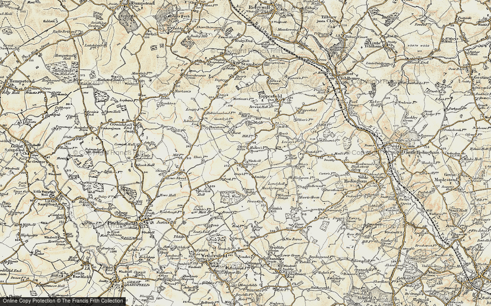 Old Map of Historic Map covering Bradfield's in 1898-1901
