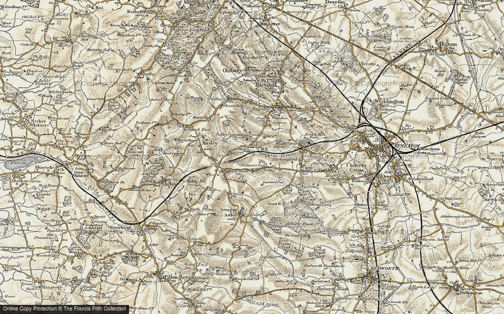 Old Map of Galley Common, 1901-1902 in 1901-1902