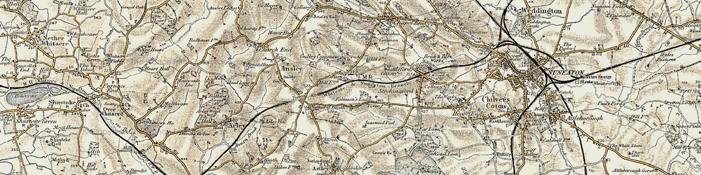 Old map of Galley Common in 1901-1902