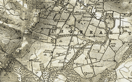 Old map of Gallowfauld in 1907-1908