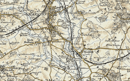 Old map of Gallows Inn in 1902-1903