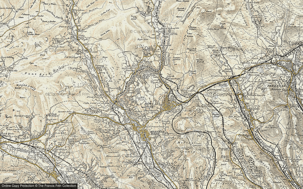 Old Map of Historic Map covering Bryniau in 1900