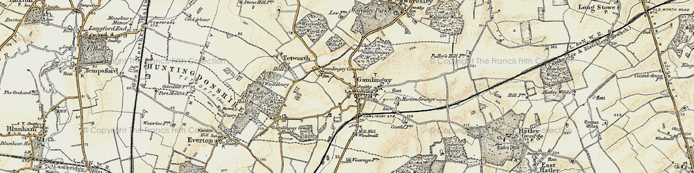 Old map of Gamlingay in 1898-1901