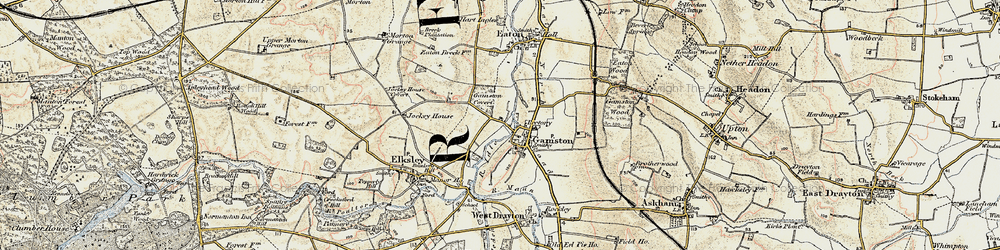 Old map of Gamston in 1902-1903