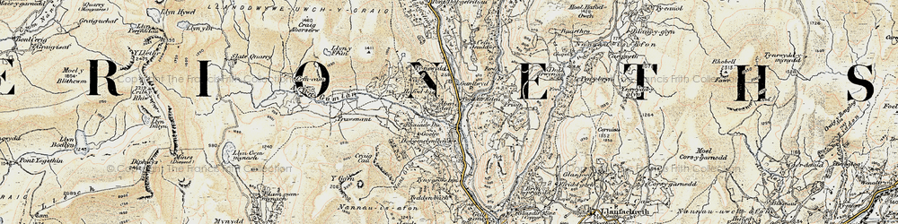 Old map of Afon Gamlan in 1902-1903