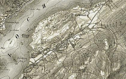 Old map of Leanach in 1906-1907