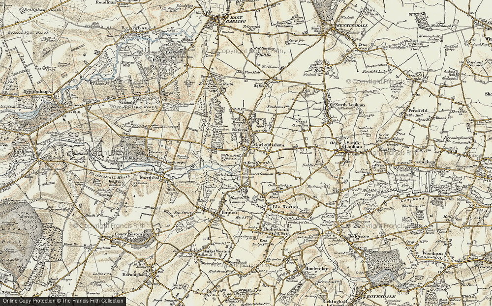 Old Map of Garboldisham, 1901 in 1901