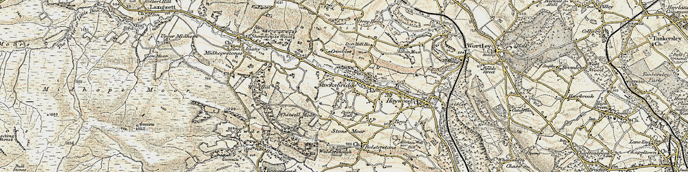 Old map of Whitwell Moor in 1903