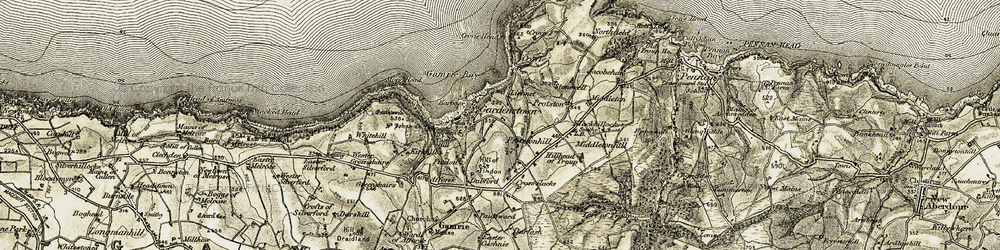 Old map of Blackhillocks in 1909-1910