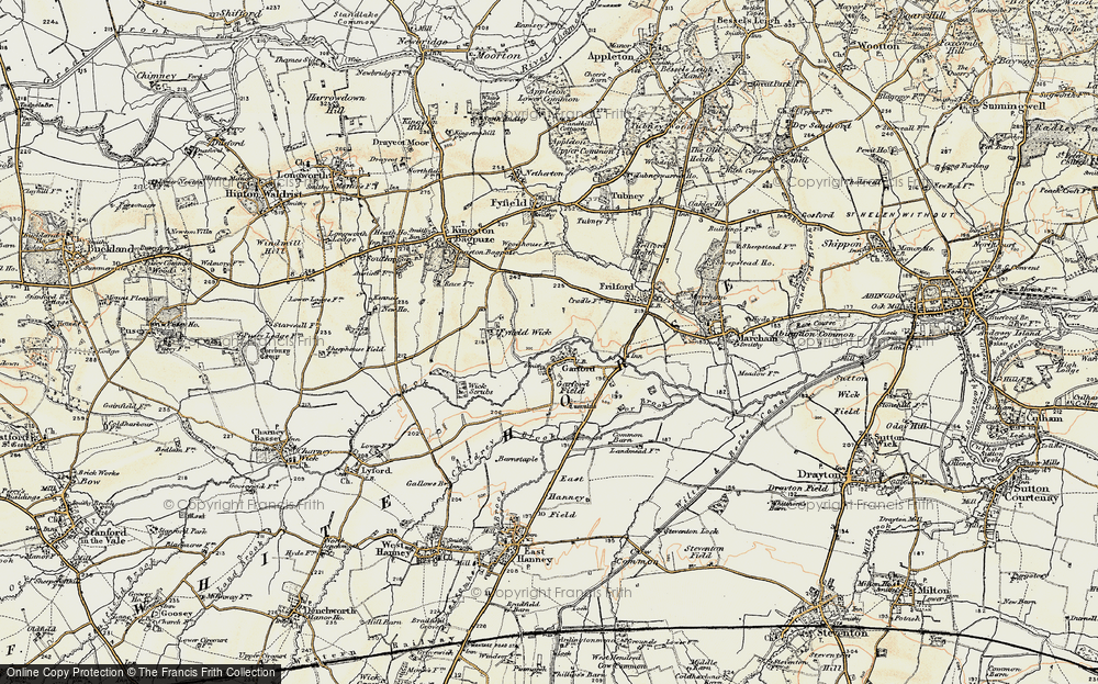 Old Map of Historic Map covering Fyfield Wick in 1897-1899