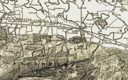 Old map of Leckie Burn in 1904-1907