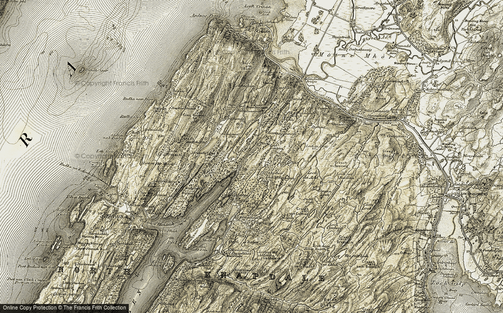Old Map of Historic Map covering Arinafad Beg in 1906-1907