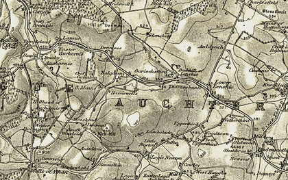 Old map of Gariochsford in 1908-1910