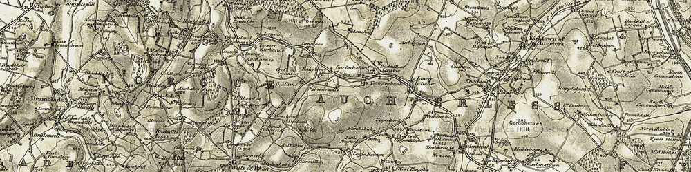 Old map of Gariochsford in 1908-1910
