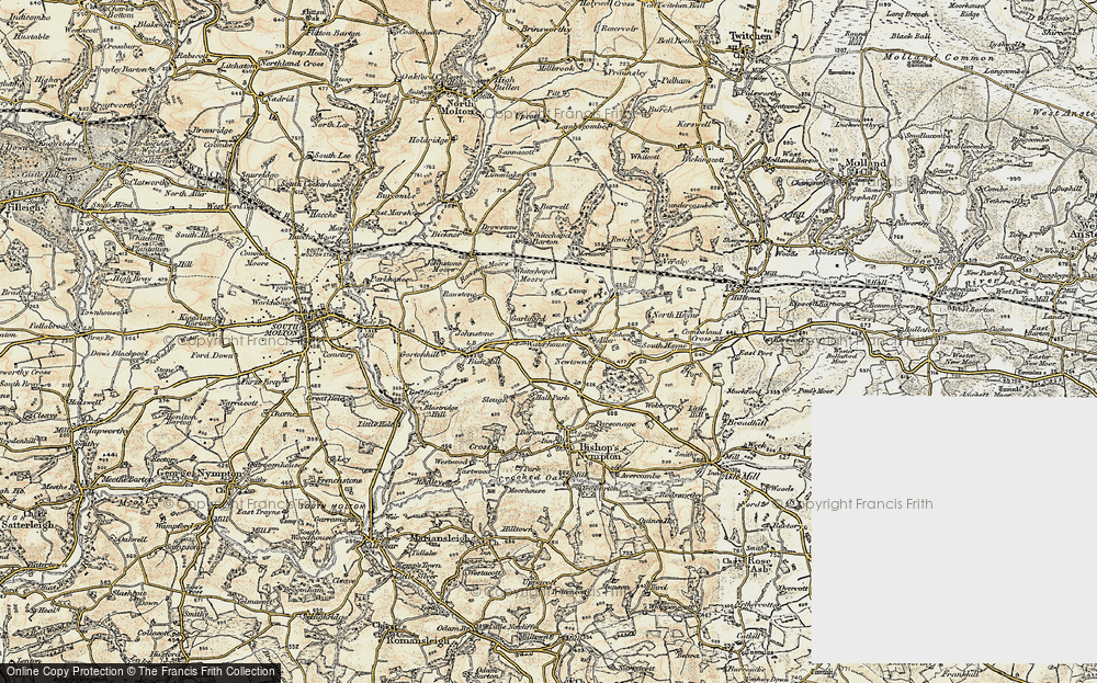 Old Map of Historic Map covering Whitechapel Moors in 1899-1900