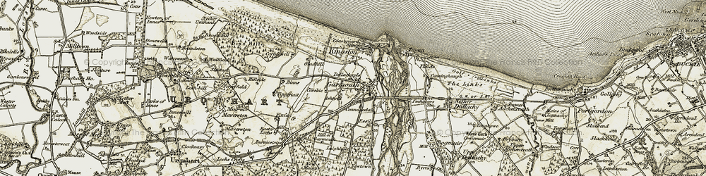 Old map of Garmouth in 1910