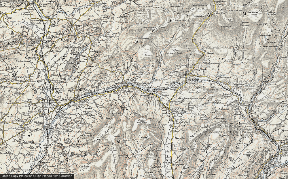 Old Map of Historic Map covering Banc Cwmhelen in 1900-1901