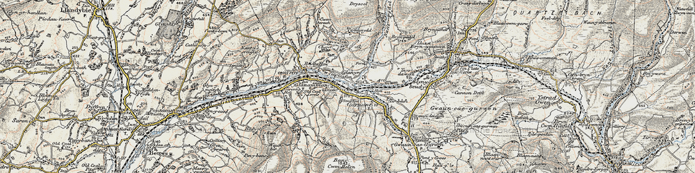 Old map of Banc Cwmhelen in 1900-1901