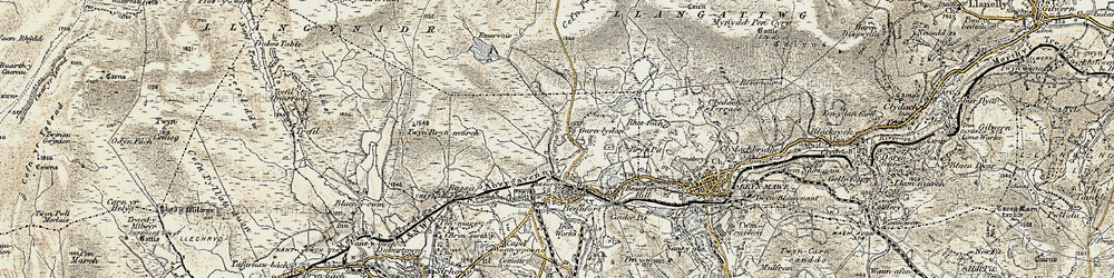 Old map of Garnlydan in 1899-1900