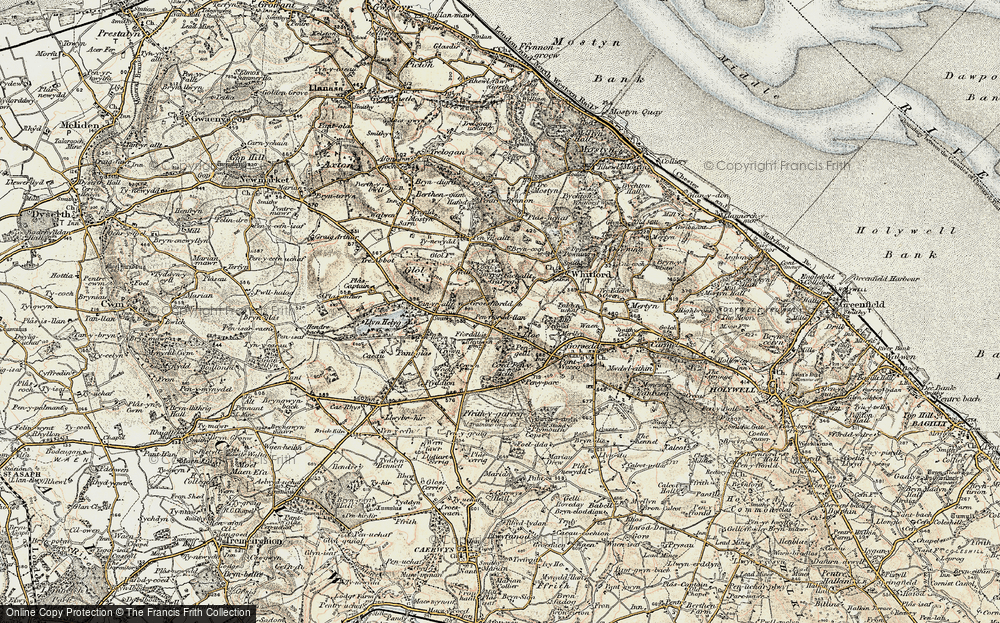 Old Map of Historic Map covering Ffordd Las in 1902-1903