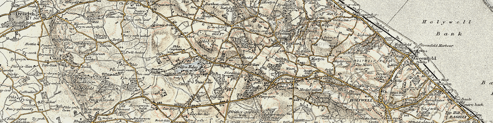 Old map of Ffordd Las in 1902-1903