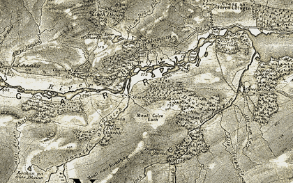 Old map of Allt nan Corp in 1908