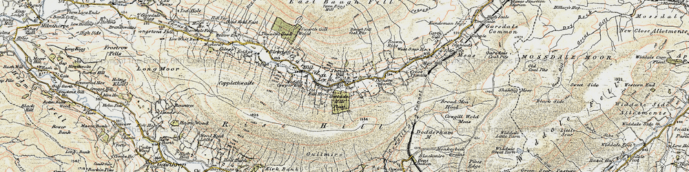 Old map of Aye Gill Pike in 1903-1904