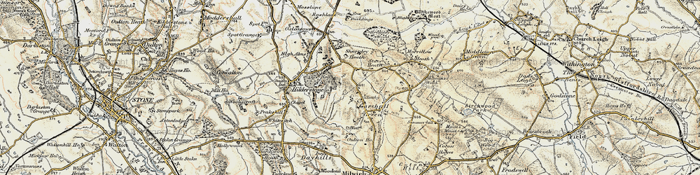 Old map of Garshall Green in 1902