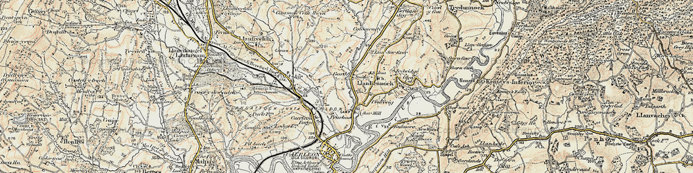 Old map of Garth in 1899-1900