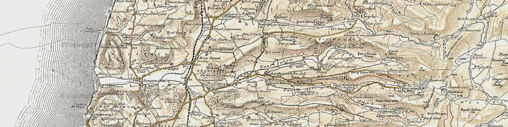 Old map of Afon Stewy in 1901-1903