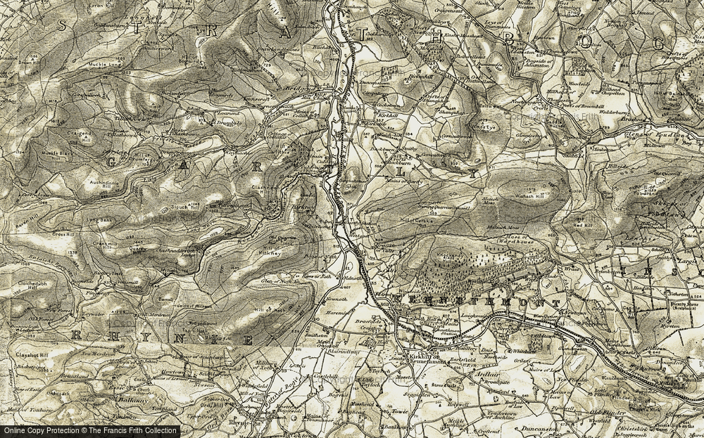 Old Map of Gartly, 1908-1910 in 1908-1910