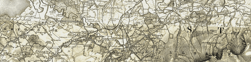 Old map of Blairoer in 1905-1907