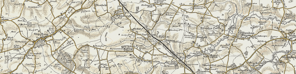 Old map of Garvestone in 1901-1902