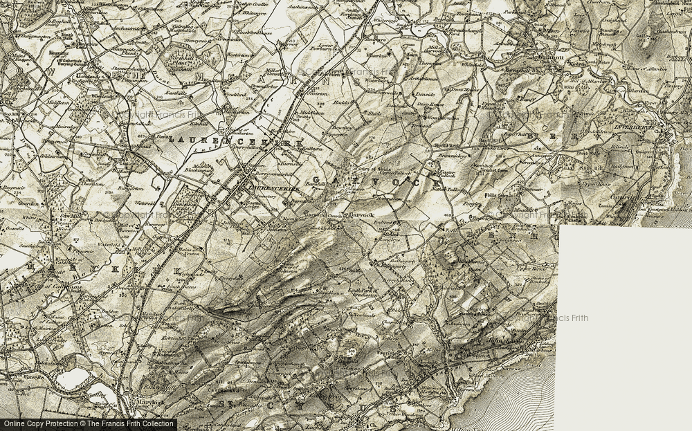 Old Map of Historic Map covering Brawleymuir in 1908