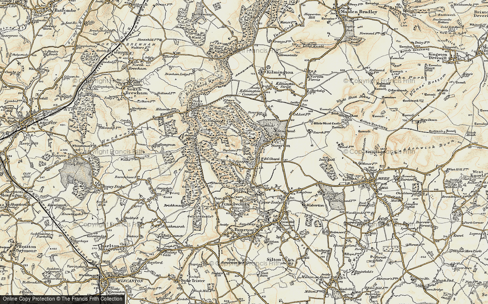Old Map of Historic Map covering Aaron's Hill in 1897-1899