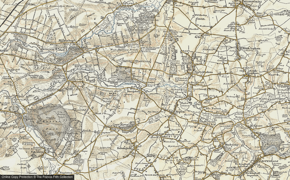 Old Map of Historic Map covering Angles Way in 1901