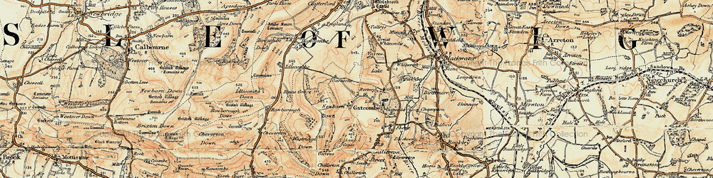 Old map of Gatcombe in 1899-1909