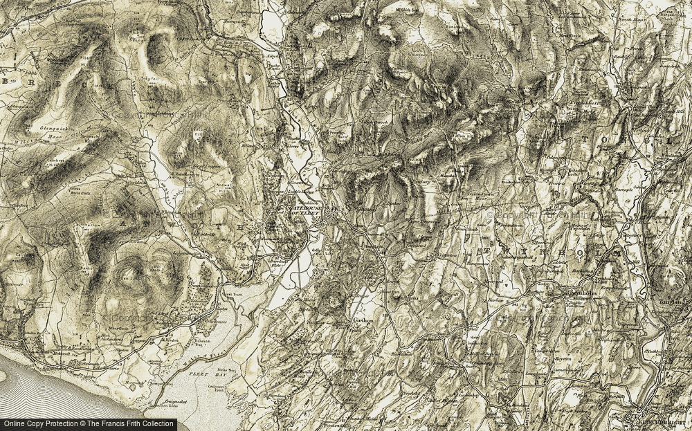 Old Map of Historic Map covering Benjarg Wood in 1905
