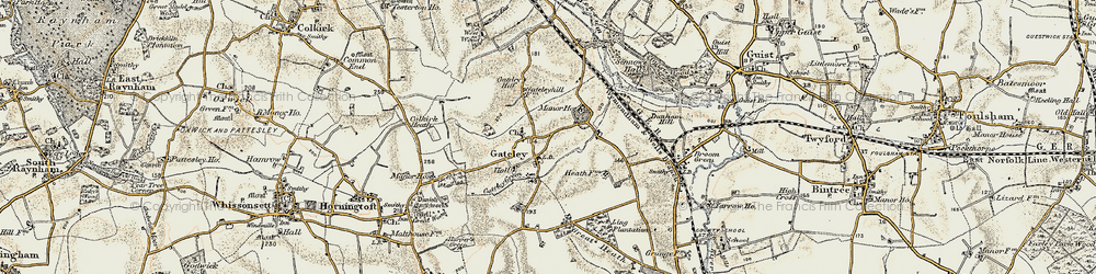 Old map of Gateley in 1901-1902