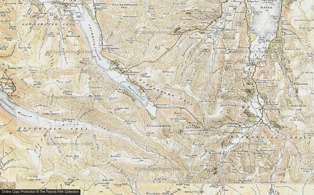 Old Map of Historic Map covering Buttermere Fell in 1901-1904