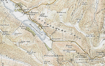 Old map of Honister Crag in 1901-1904