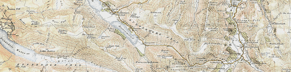 Old map of Honister Crag in 1901-1904