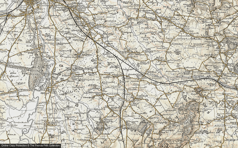 Old Map of Historic Map covering Hatton Hall in 1902-1903