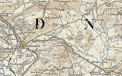 Old map of Beili-Neuadd in 1901-1903